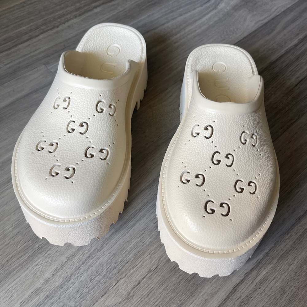 Gucci Ivory Platform Mules